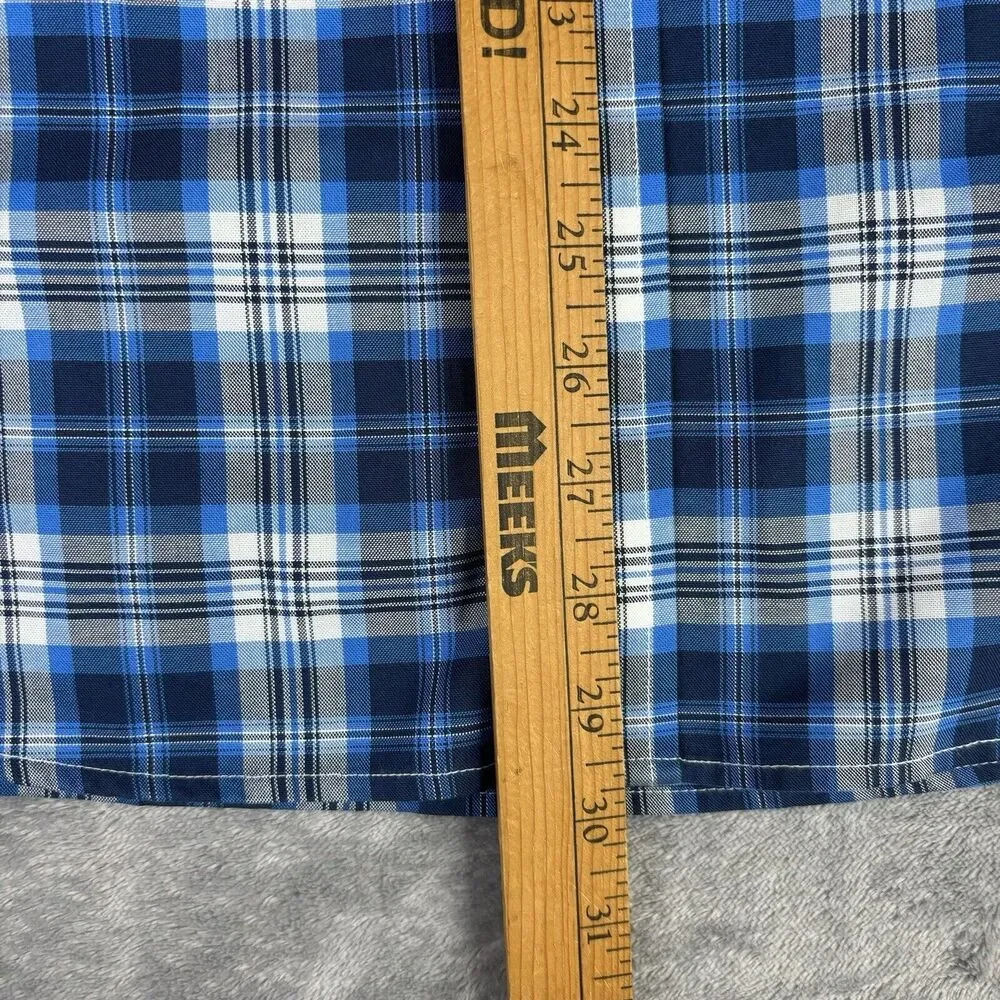 LL Bean Shirt Mens L Blue Plaid Traditional Fit Long Sleeve 500508 Crisp‎ Cotton